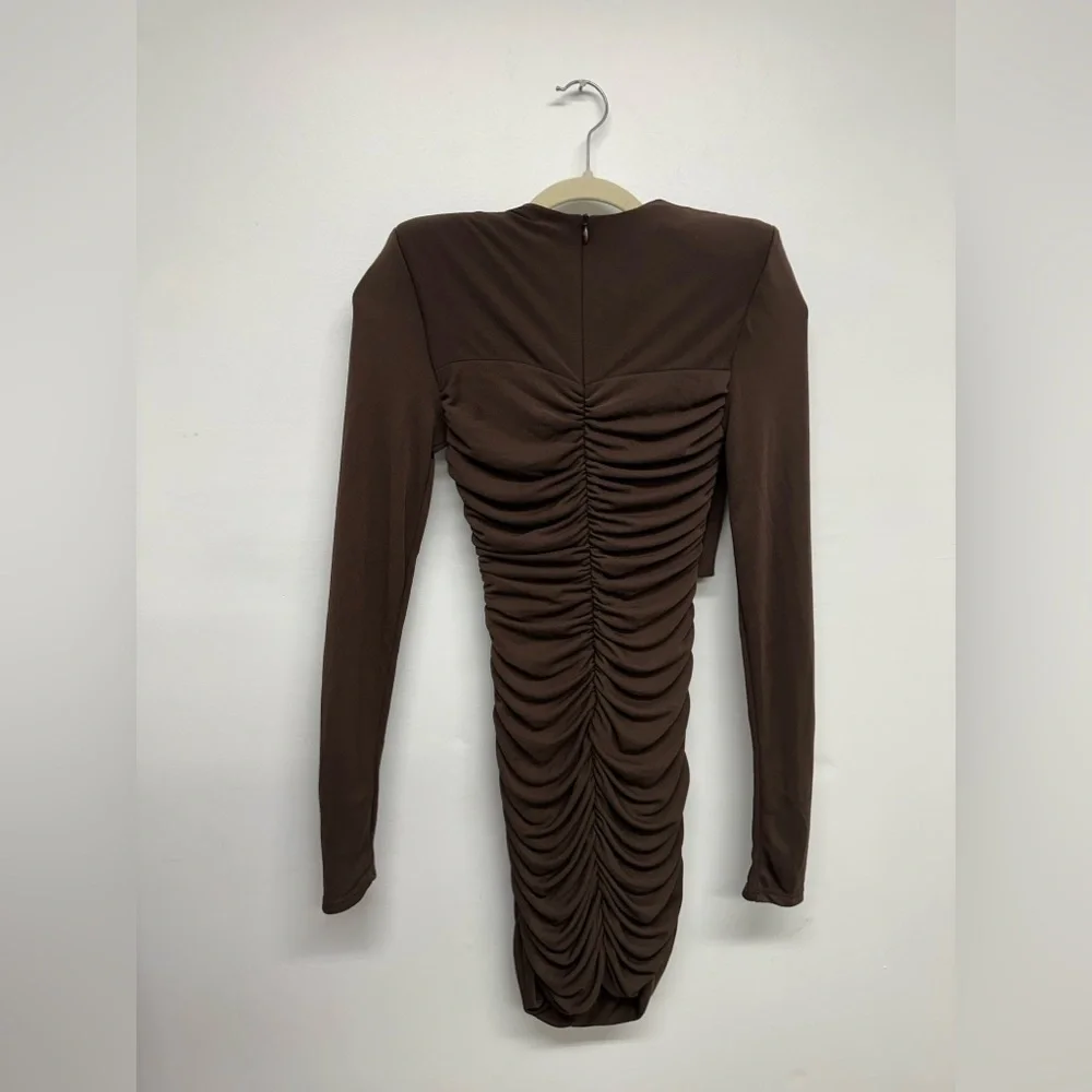 Zara Draped Brown Cutout Mini Dress, Size XS - Picture 15 of 15